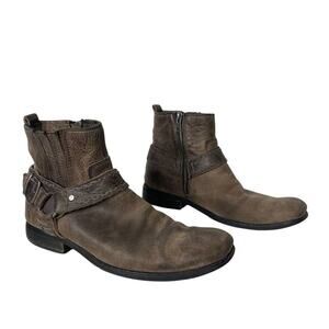 Bed Stu Brown Distressed Leather Harness Ankle Boots